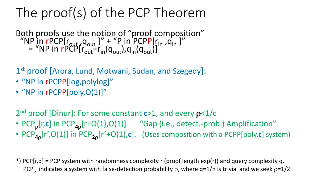 the proof s of the pcp theorem