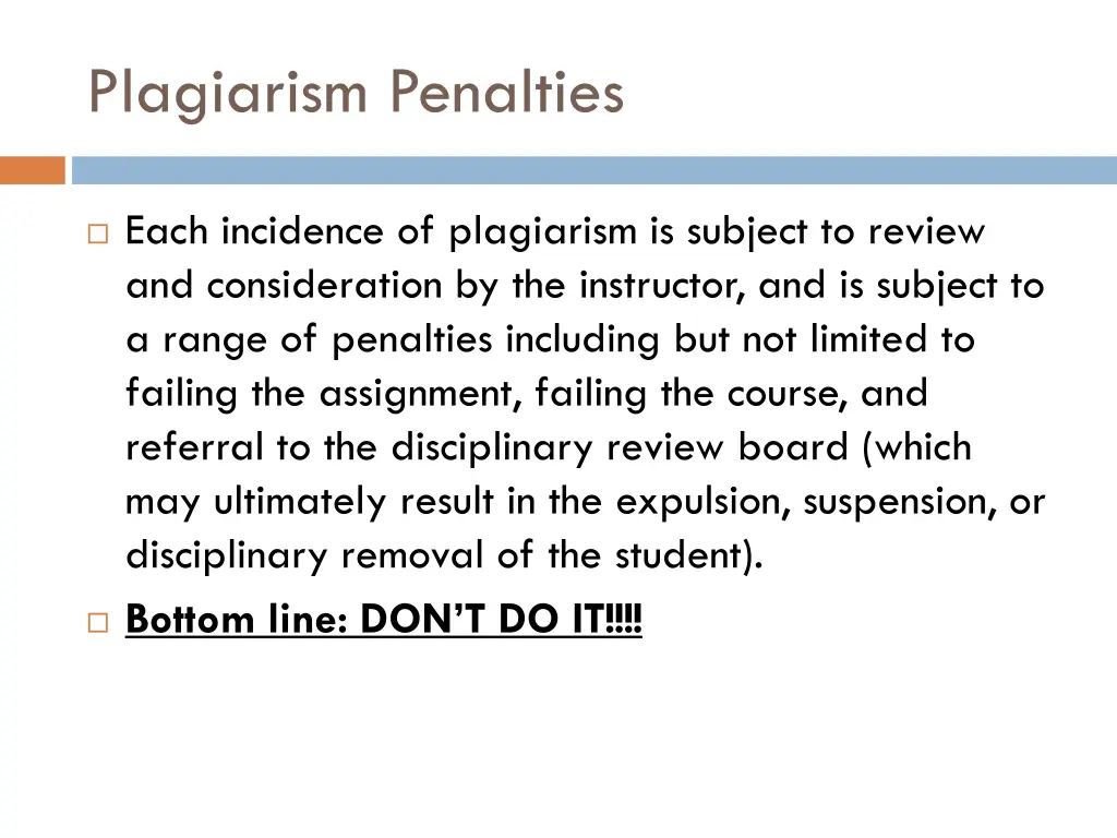 plagiarism penalties