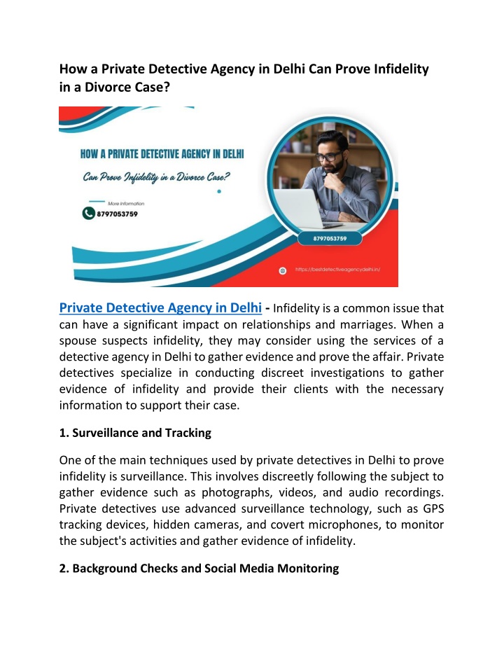 how a private detective agency in delhi can prove