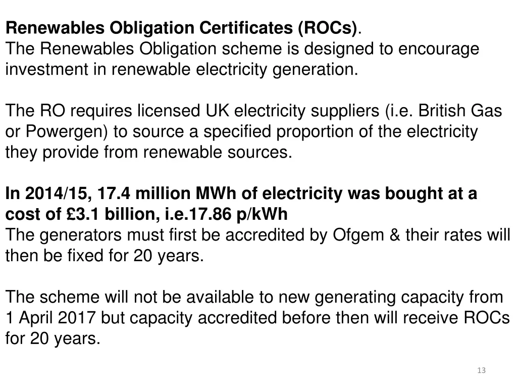 renewables obligation certificates rocs