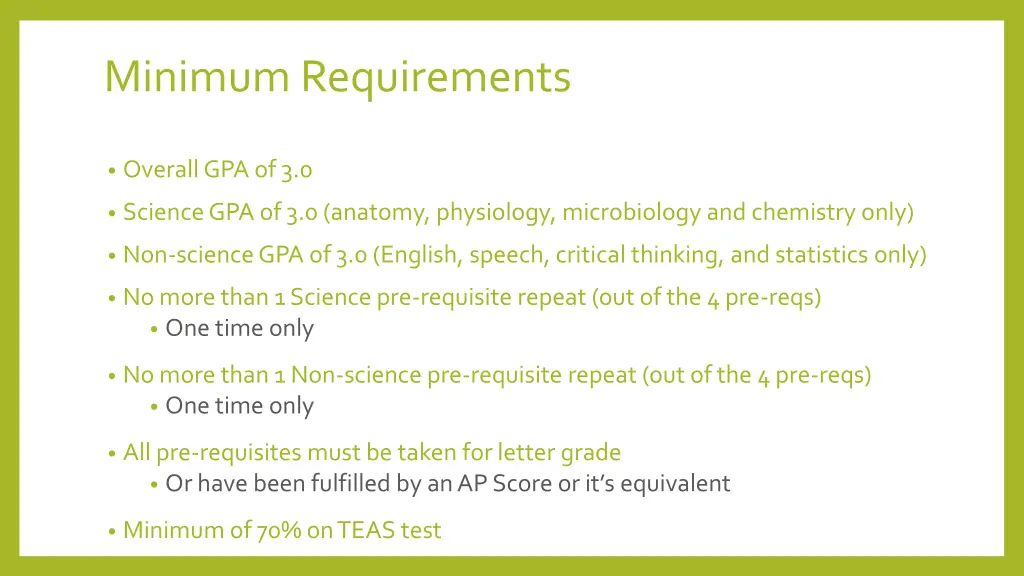 minimum requirements