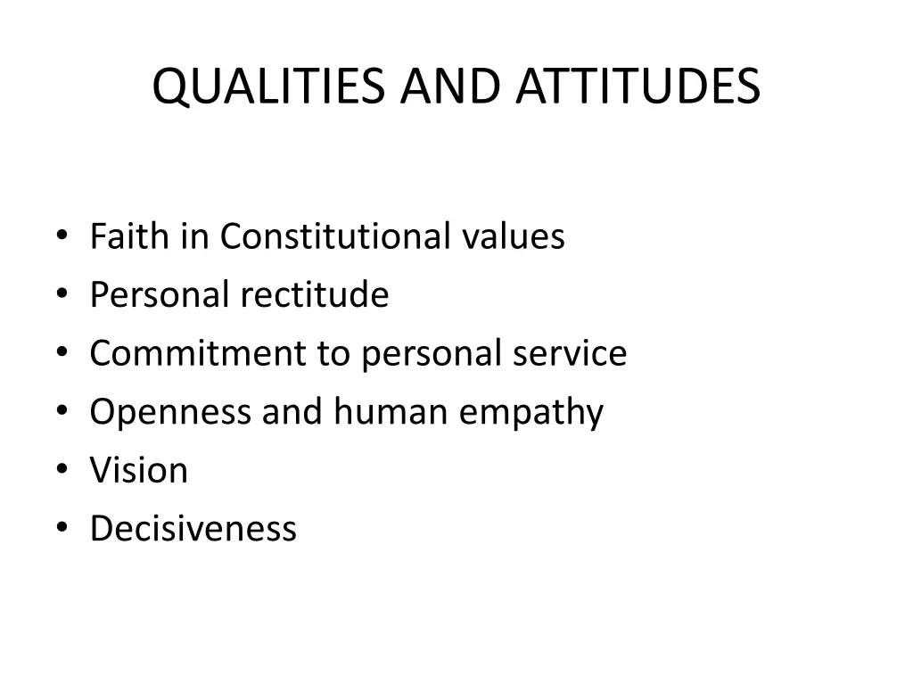 qualities and attitudes