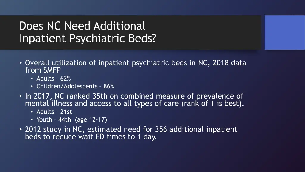 does nc need additional inpatient psychiatric beds