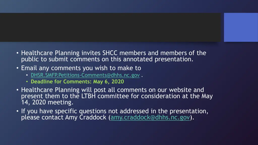 healthcare planning invites shcc members