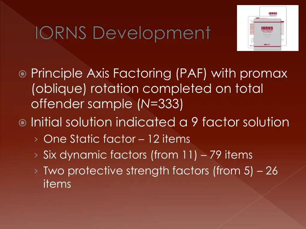 iorns development 4