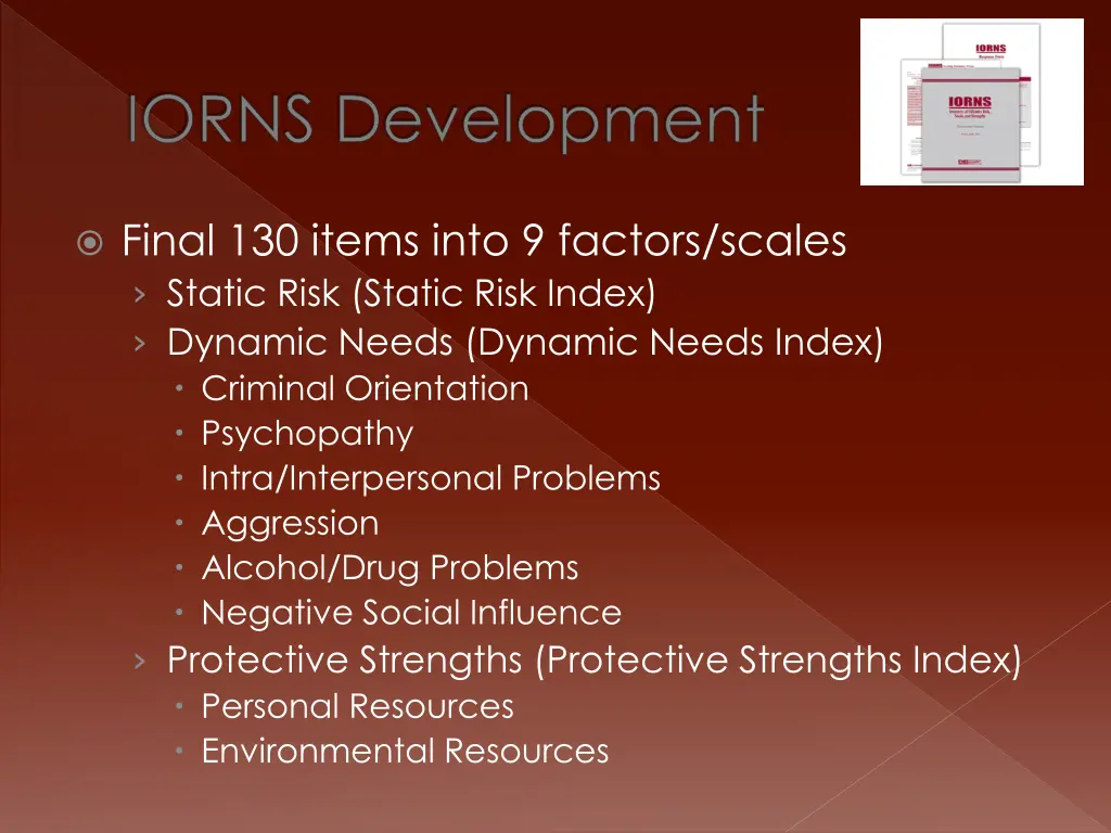 iorns development 5