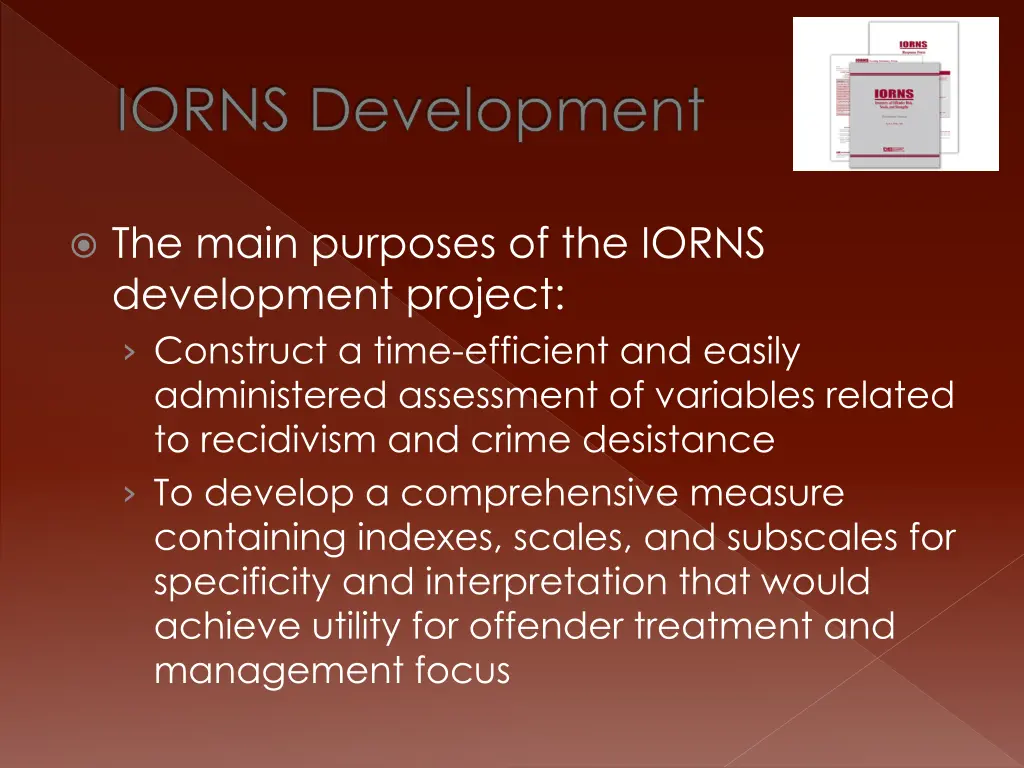 iorns development