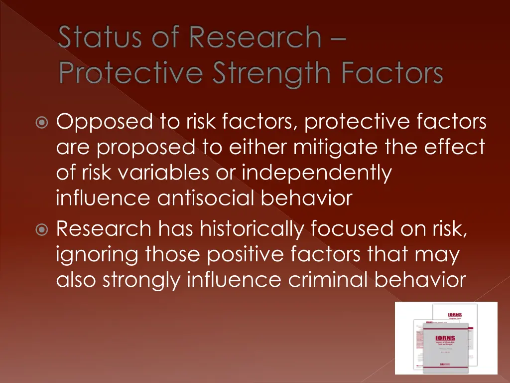 status of research protective strength factors