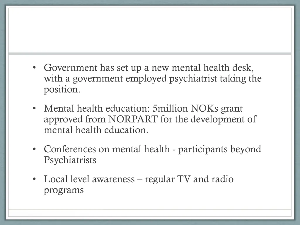 government has set up a new mental health desk