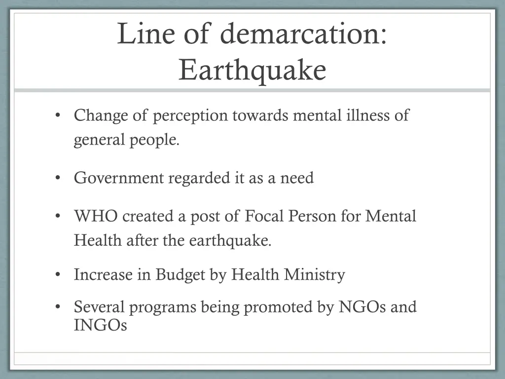 line of demarcation earthquake