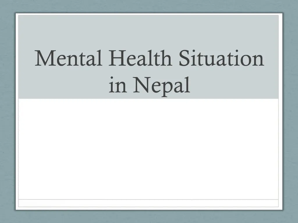 mental health situation in nepal