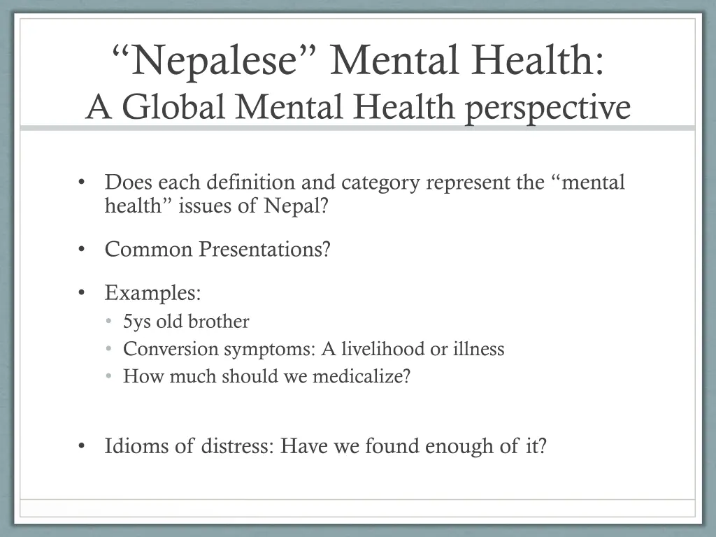 nepalese mental health a global mental health