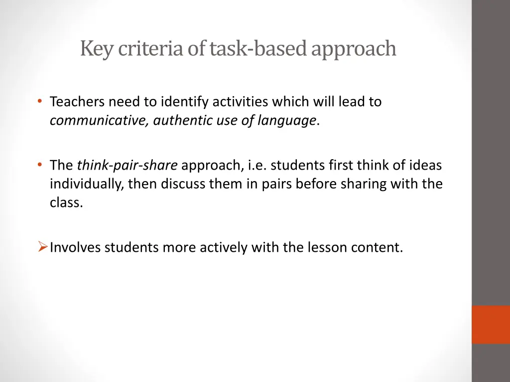 key criteria of task based approach 2