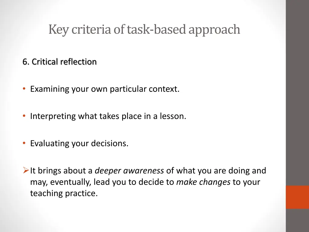 key criteria of task based approach 7