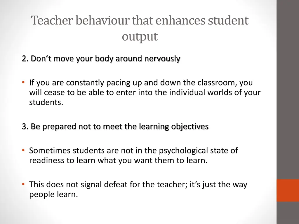 teacher behaviourthat enhances student output 3