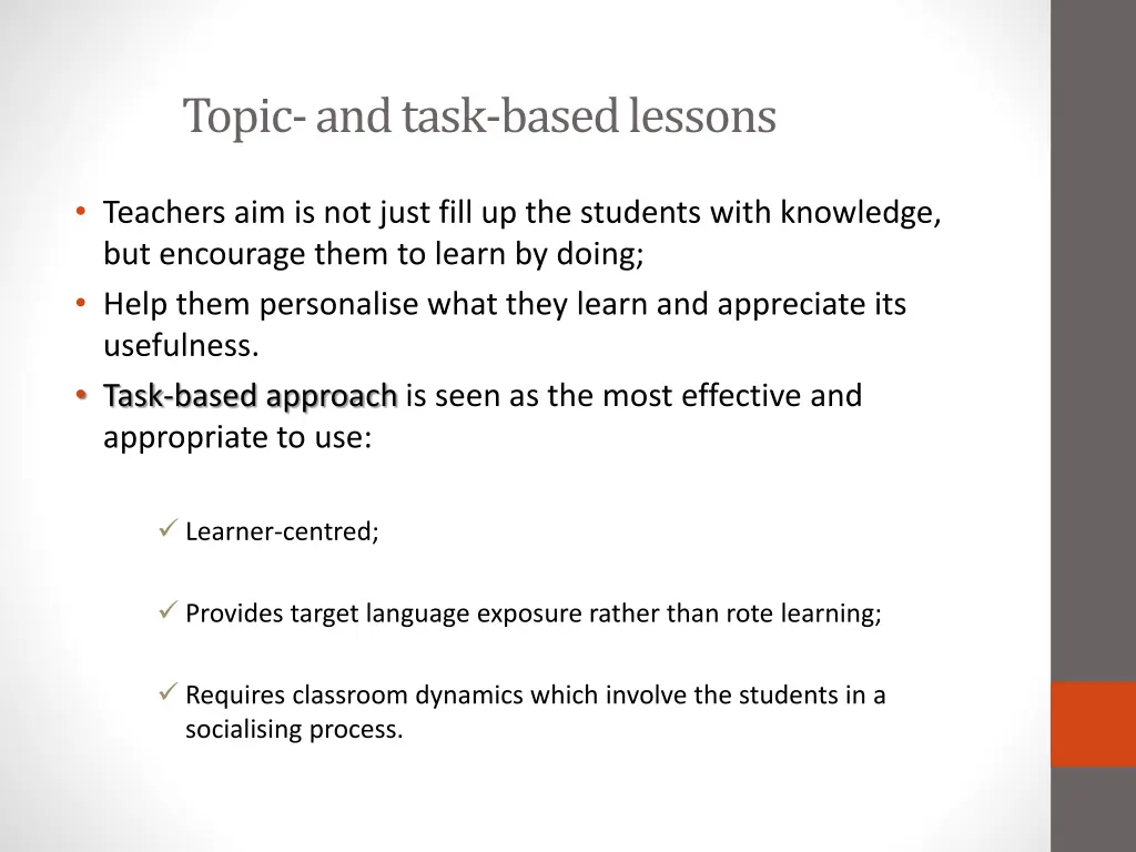 topic and task based lessons