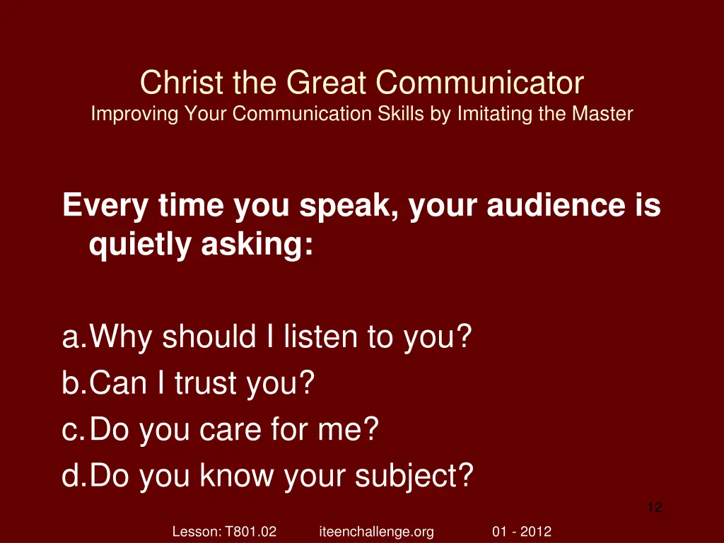 christ the great communicator improving your 11