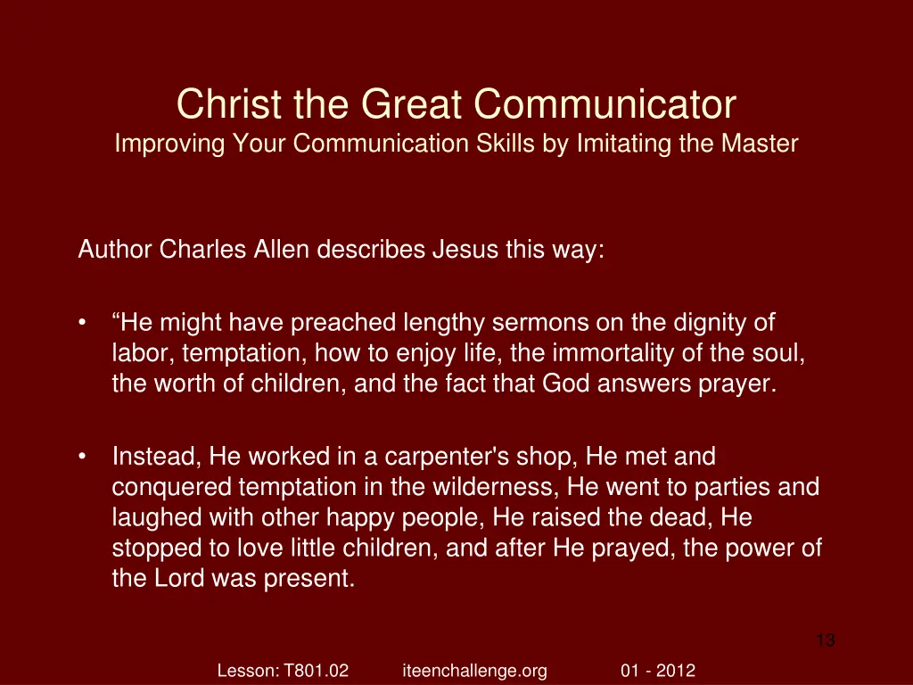 christ the great communicator improving your 12