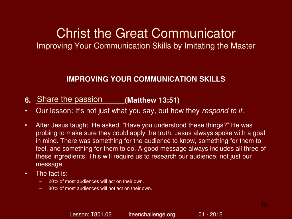 christ the great communicator improving your 17