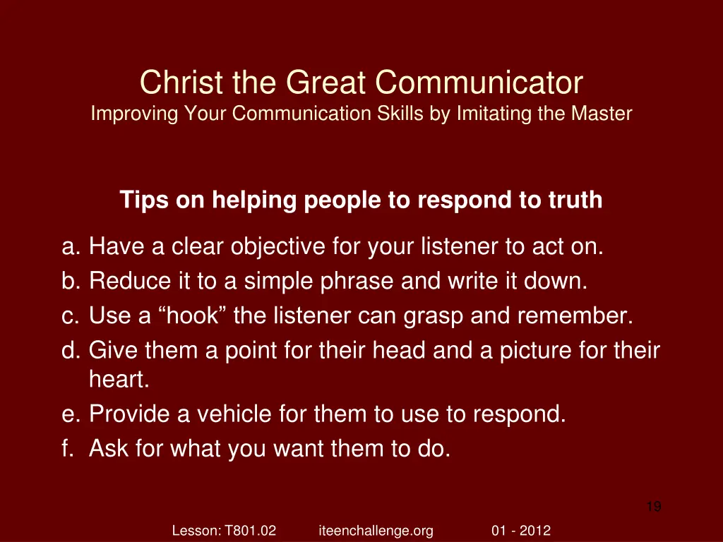 christ the great communicator improving your 18