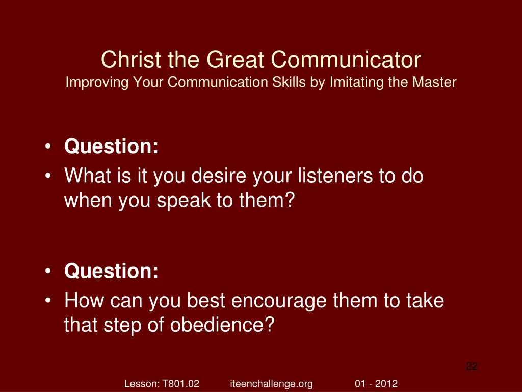 christ the great communicator improving your 21