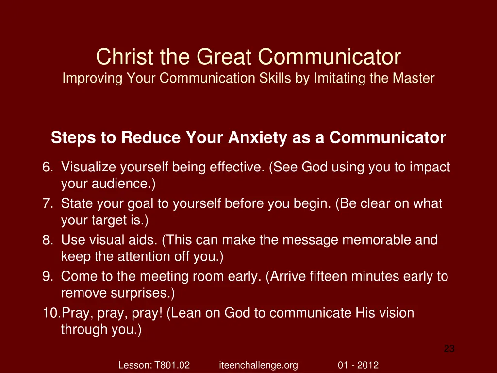 christ the great communicator improving your 22