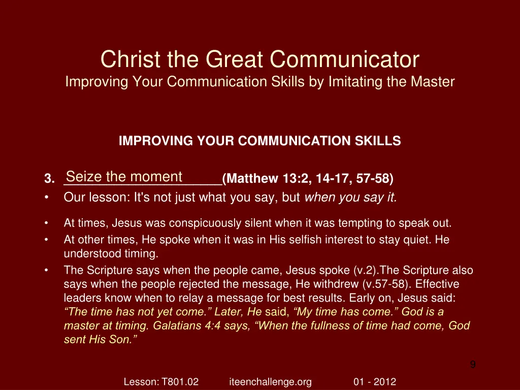 christ the great communicator improving your 8