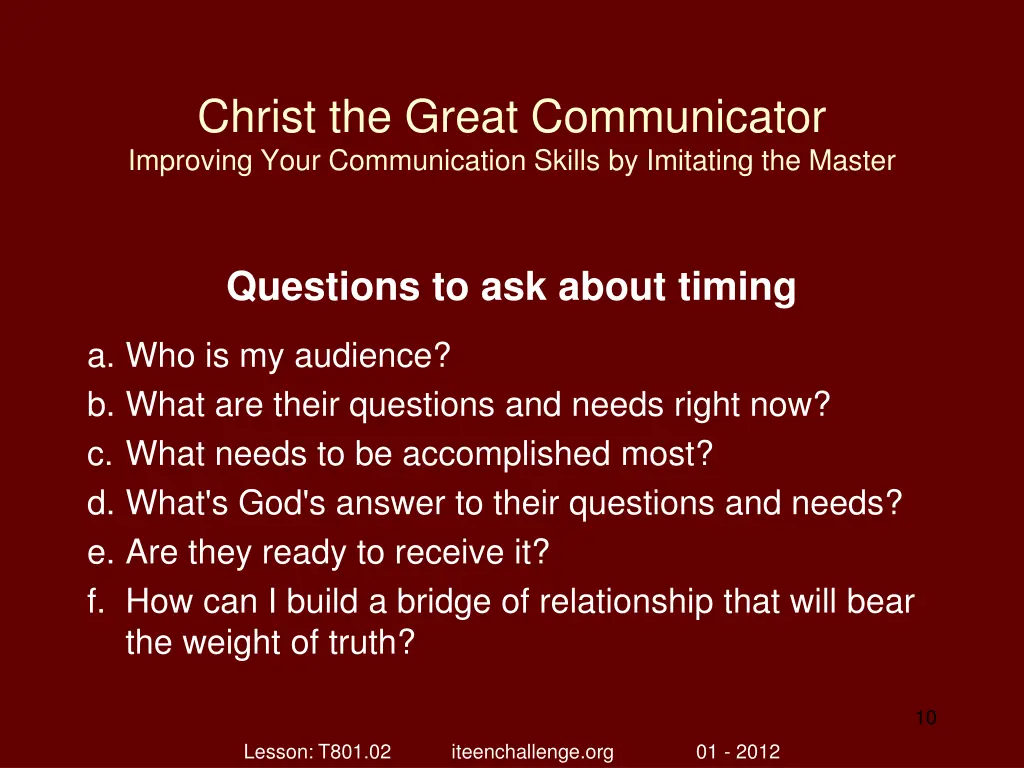 christ the great communicator improving your 9