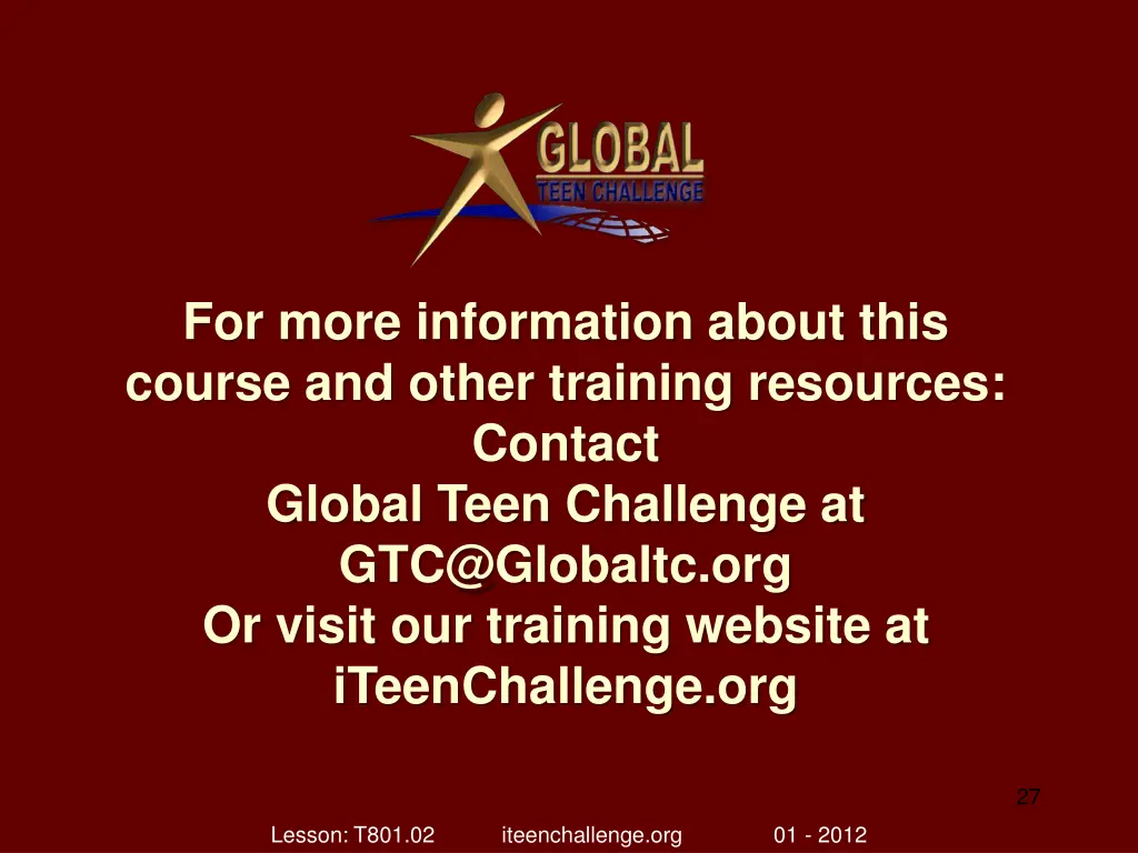 for more information about this course and other