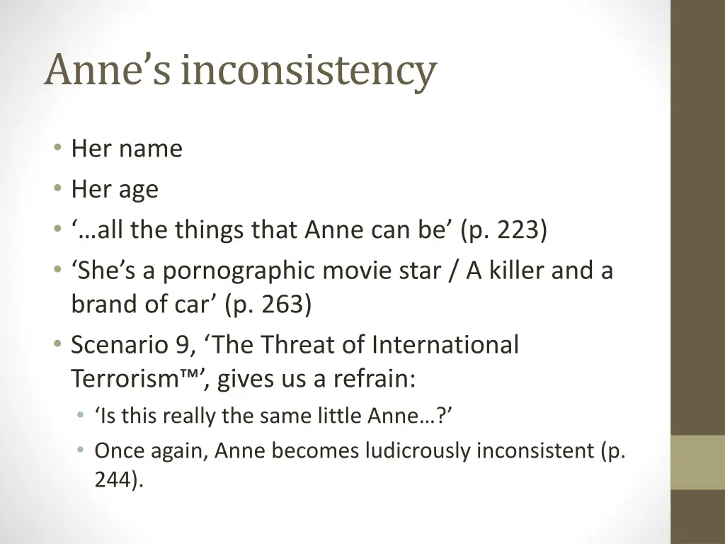 anne s inconsistency