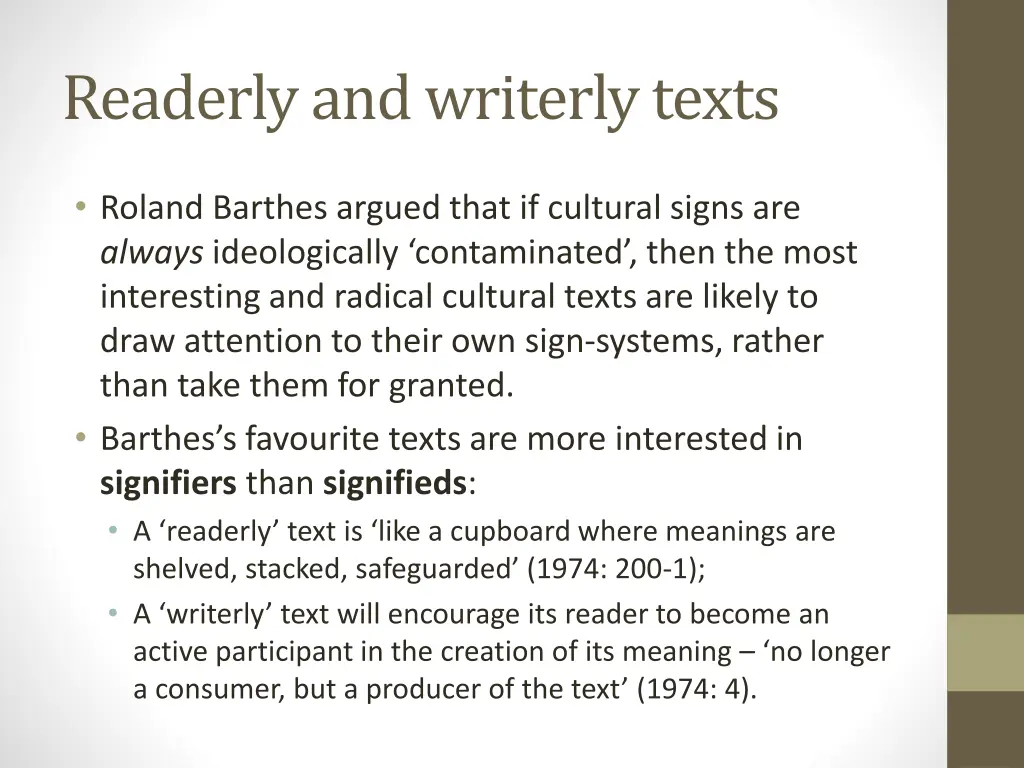 readerly and writerly texts