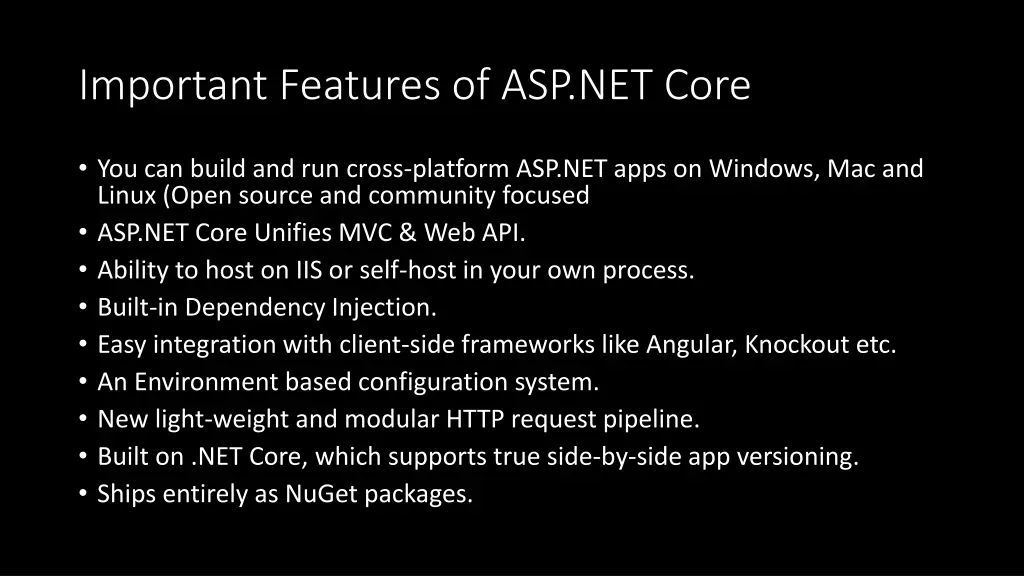 important features of asp net core