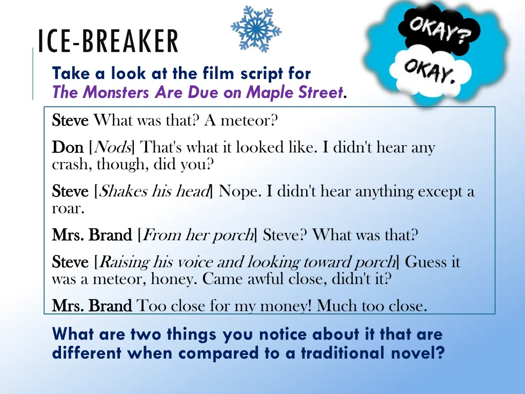 ice breaker take a look at the film script