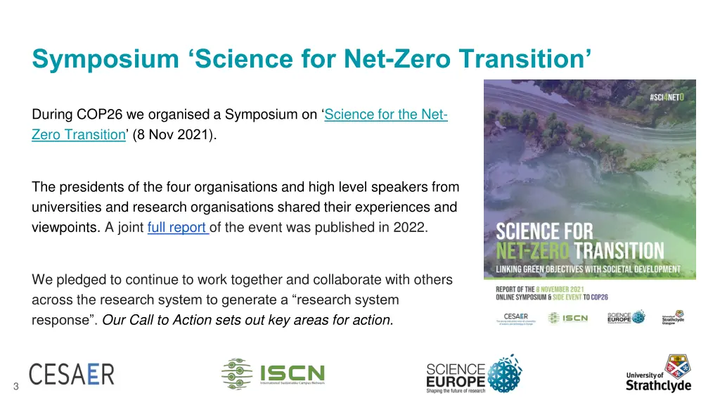 symposium science for net zero transition