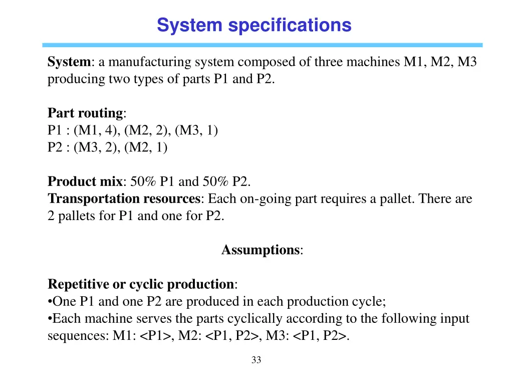 system specifications