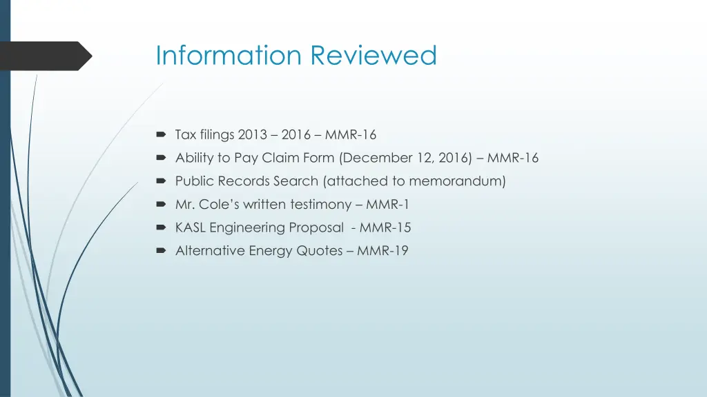 information reviewed