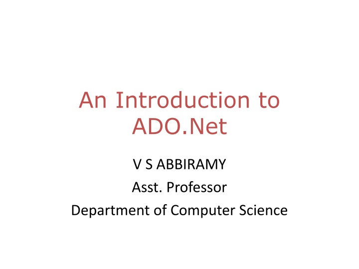 an introduction to ado net