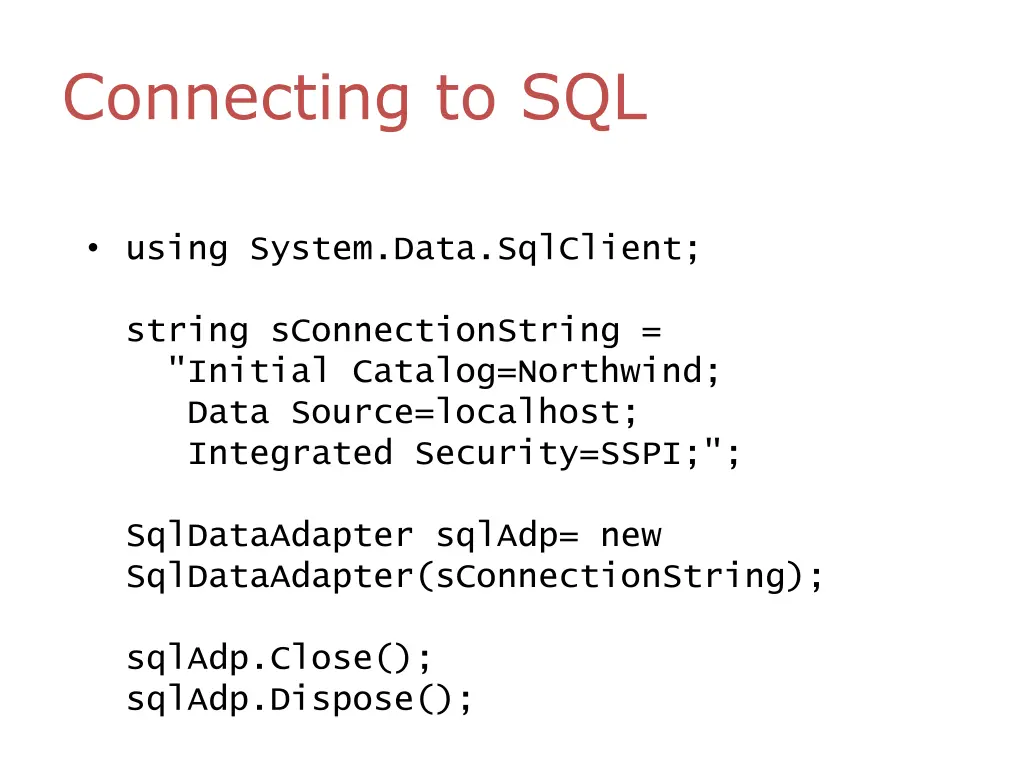 connecting to sql