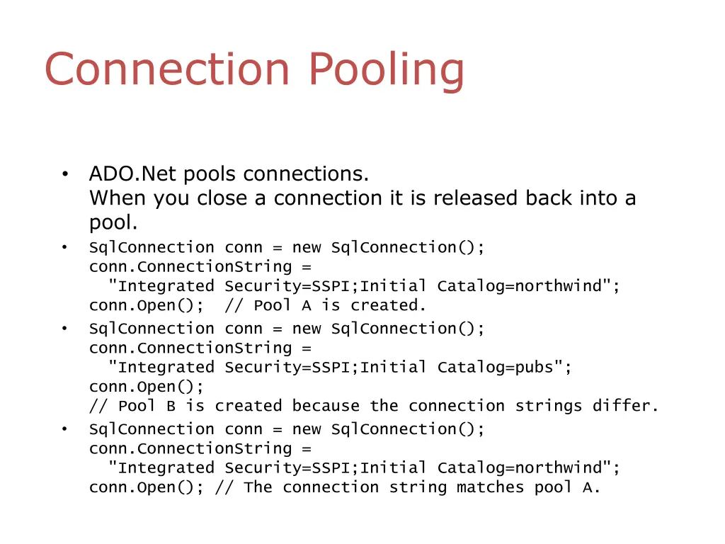 connection pooling