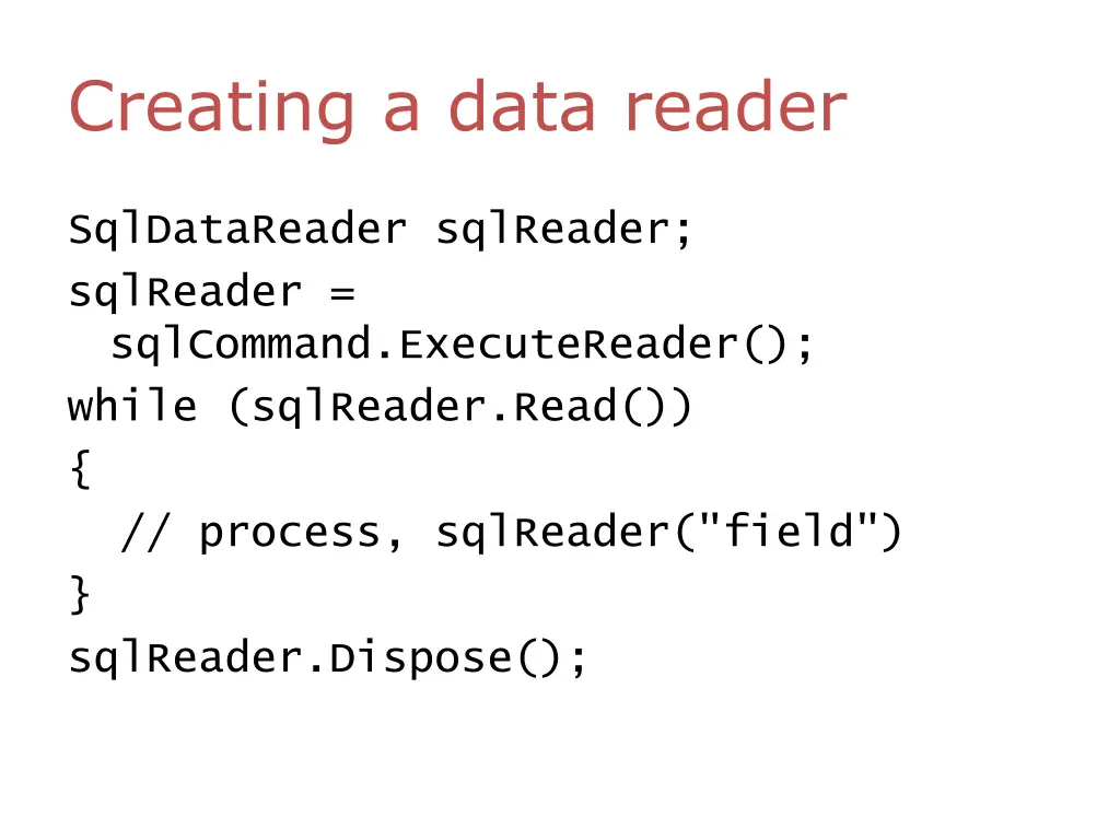 creating a data reader