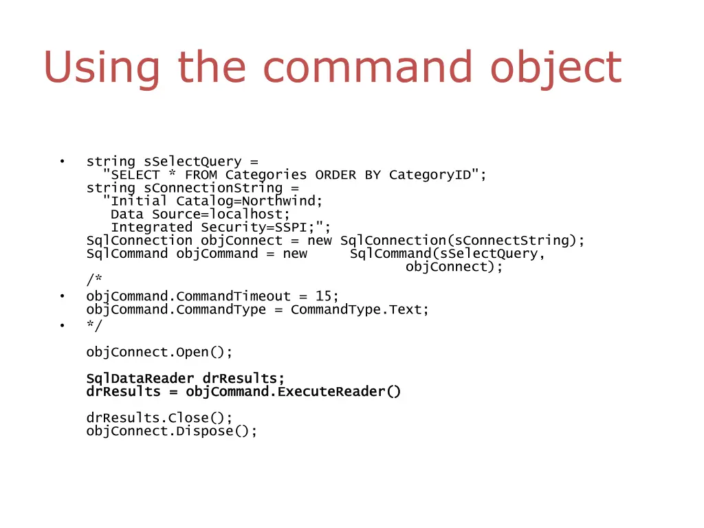 using the command object 1