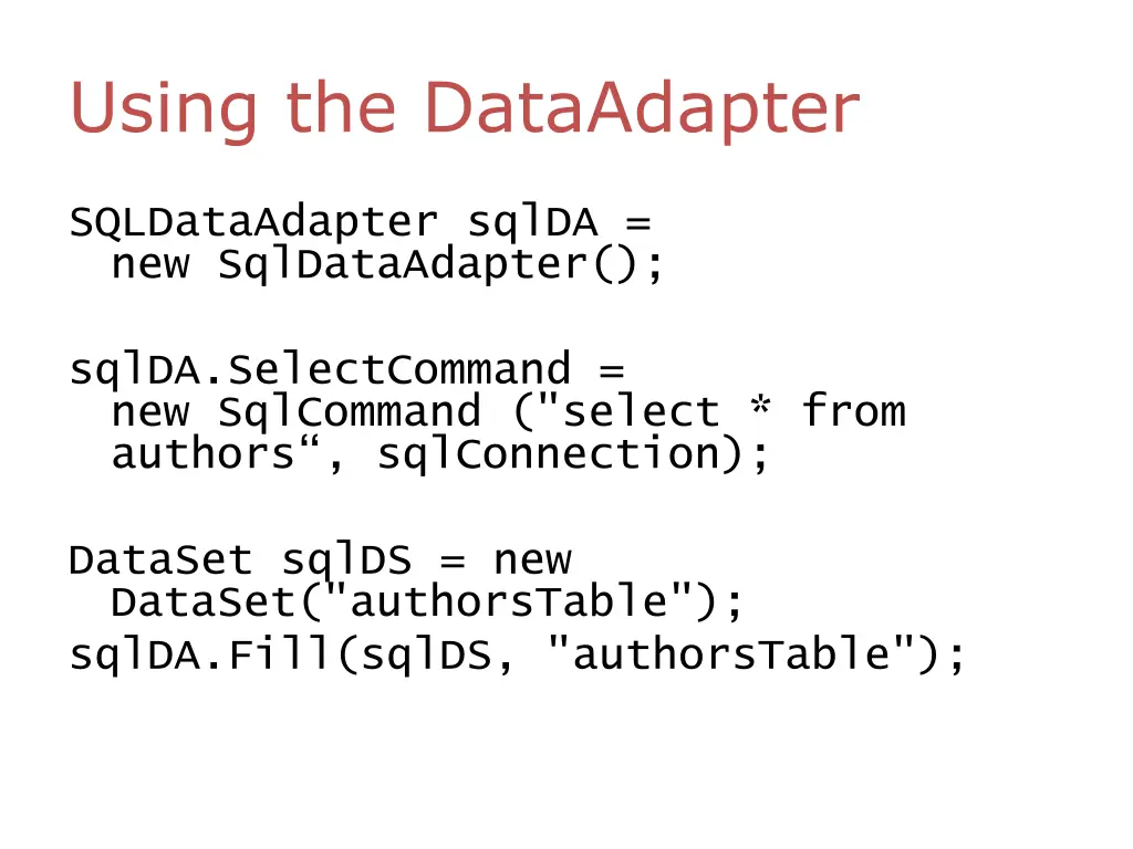 using the dataadapter