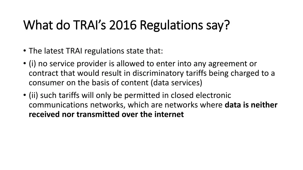 what do trai s 2016 regulations say what do trai