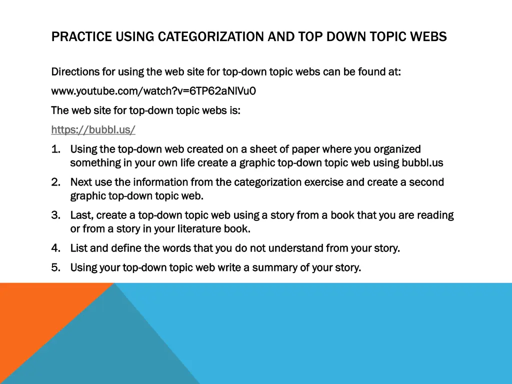 practice using categorization and top down topic