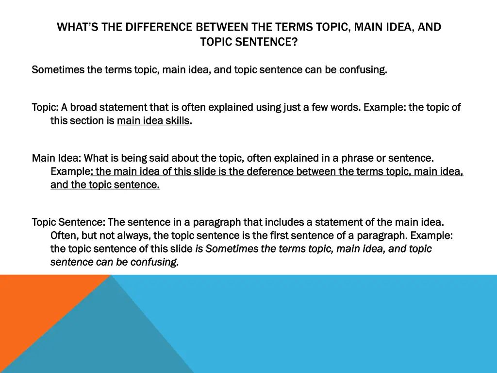 what s the difference between the terms topic