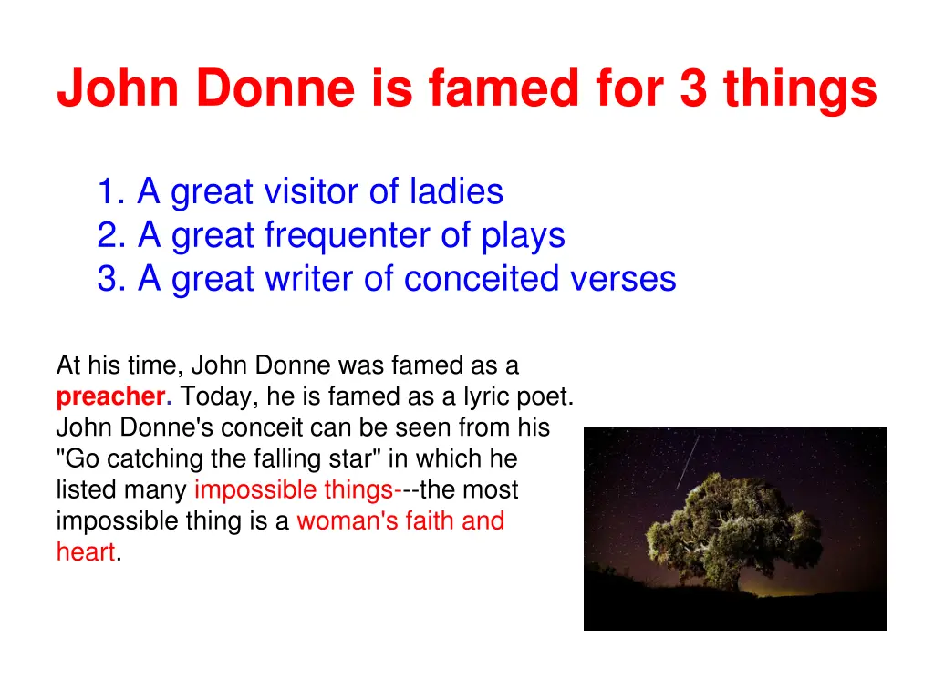 john donne is famed for 3 things