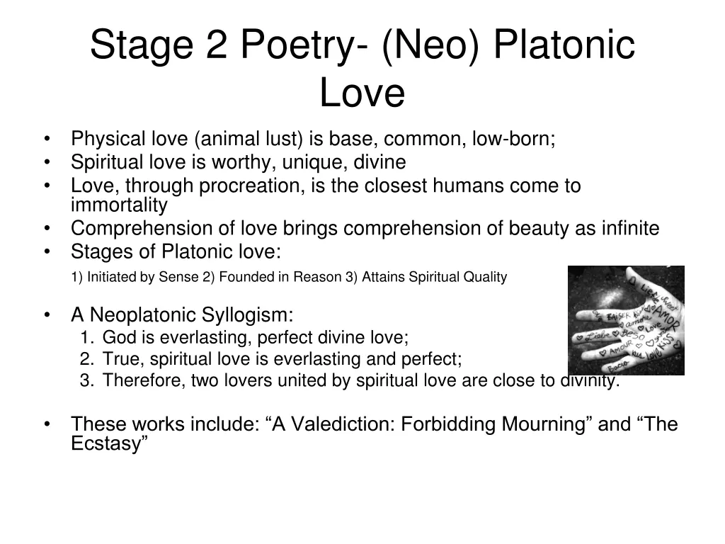 stage 2 poetry neo platonic love