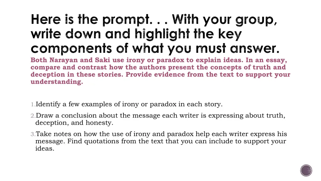 here is the prompt with your group write down