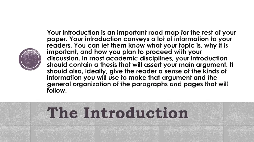 your introduction is an important road