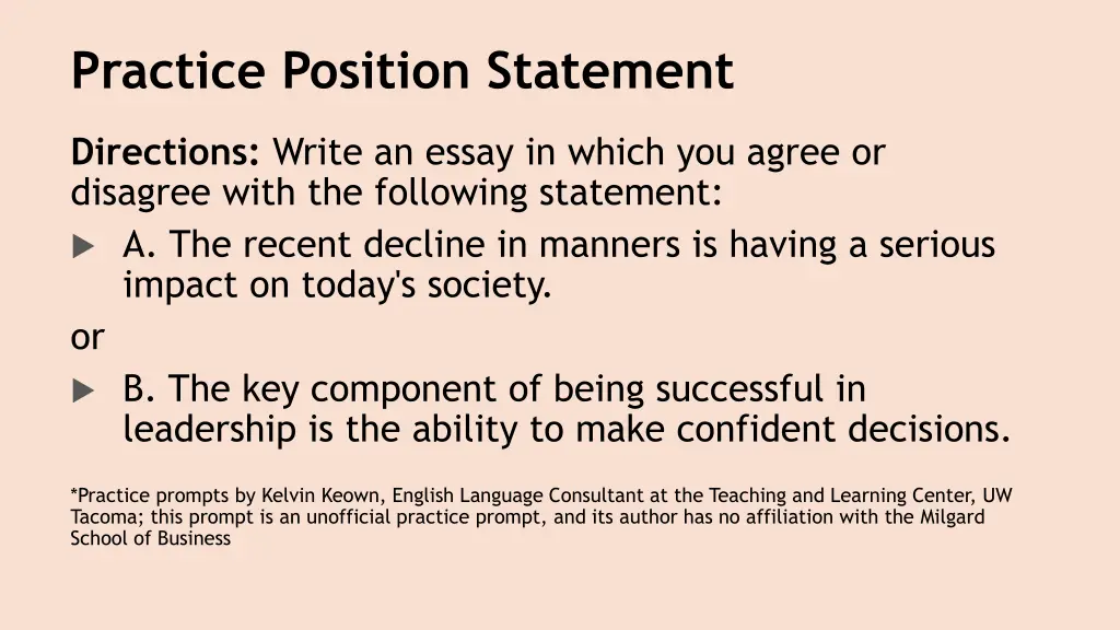 practice position statement